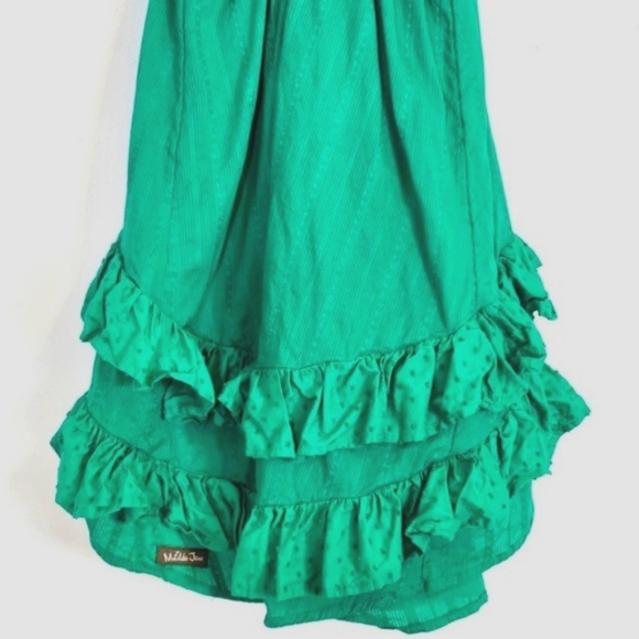 NWT Matilda Seriously Sweet Dress Maxi Hi-Low Lace Ruffle Green Cotton Size 4 - Picture 7 of 8